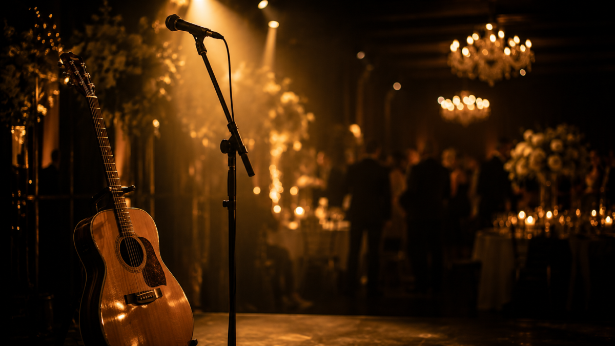 Gitarre und Mikrofon für Live-Song an einer Hochzeit – di.DJ